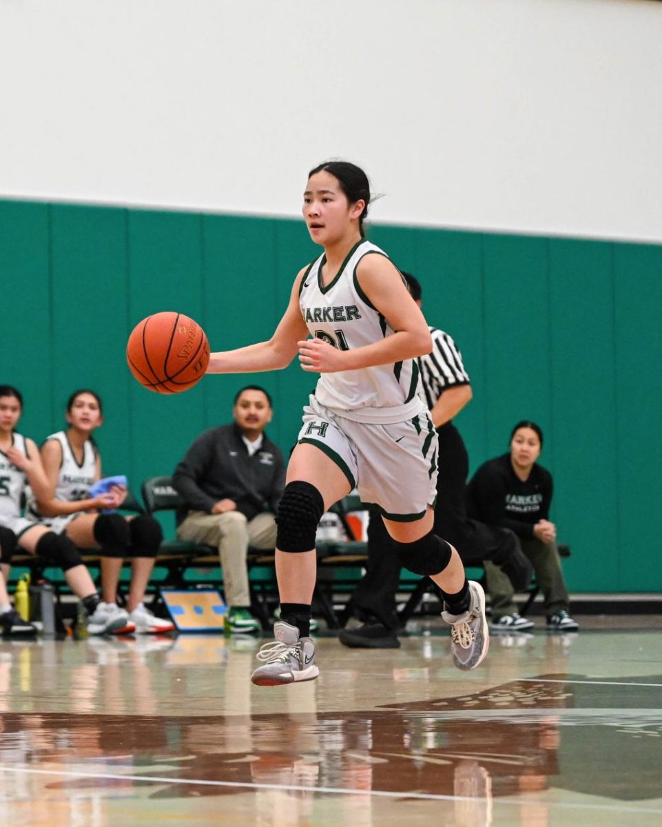 Isabella drives the ball down the court. Becoming the face of the team, team captains bear a heavier burden, as they must maintain their performance not only for themselves but also for their teammates, coaches and communities.