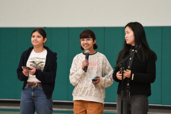 Speech and Debate Team captains Ananya Pradhan (11), Anoushka Chakravarty (11) and Sahngwie Yim (12) celebrate the Tournament of Champions qualifiers. Harker won for the 10th time in the Cal Berkeley Invitational.