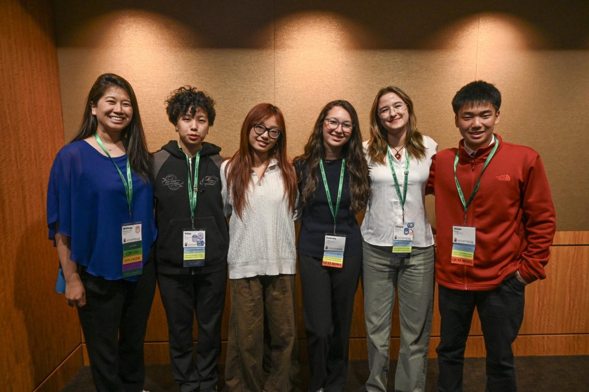 24-25 Senior Editors-in-Chief and adviser Whitney Huang pose after their presentation, "It's the Little Things." This session covered the ins and outs of building a strong journalism community