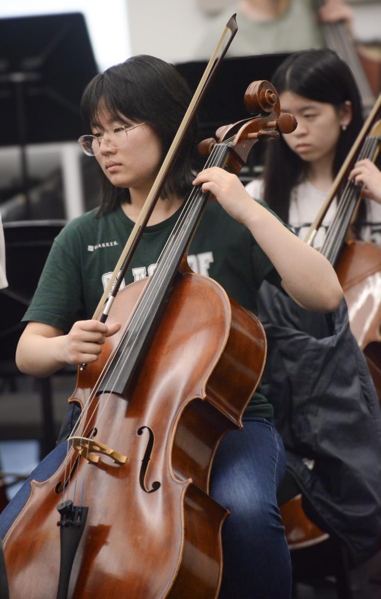 Junior celloist Aya Sugaya leads her section. “Being a section leader has definitely helped my confidence, communication, organization and time management,” Aya said.