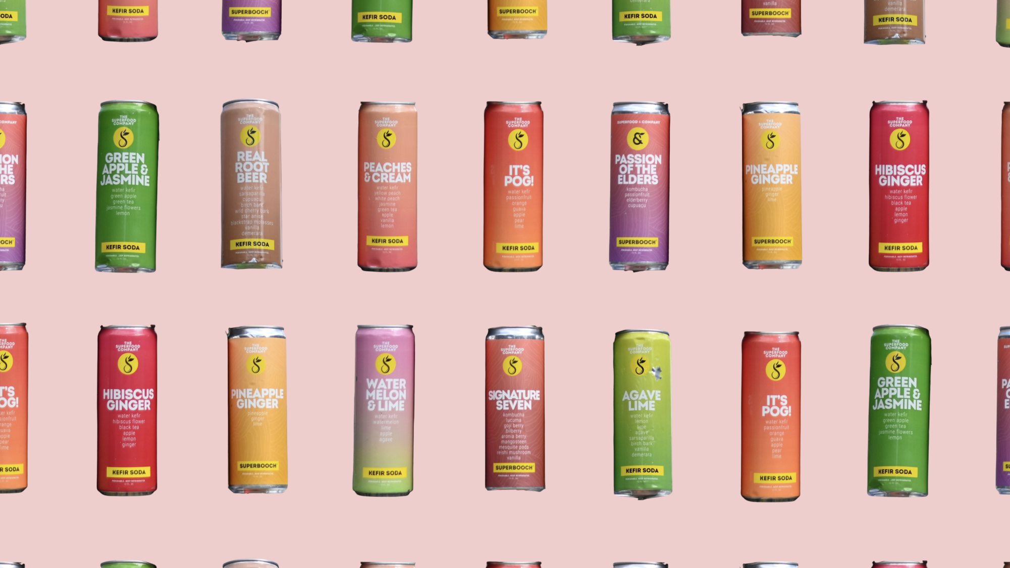 The Superfood Company's selection of probiotic sodas includes eight flavors of Superbooch® and three kefir sodas. Each drink is dairy-free, gluten-free and vegan and offers a different experience with ingredients ranging from mangosteen to mesquite pods.