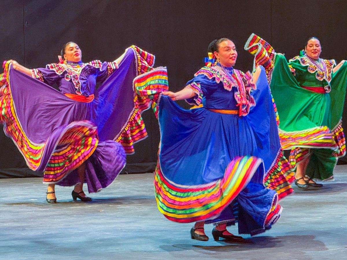 Performers from the Downtown College Prep (DCP) Folklórico dance group dance during the Cinco de Mayo celebration. Monday’s performance was also DCP Folklórico’s final public appearance, as DCP will close at the end of the academic year.