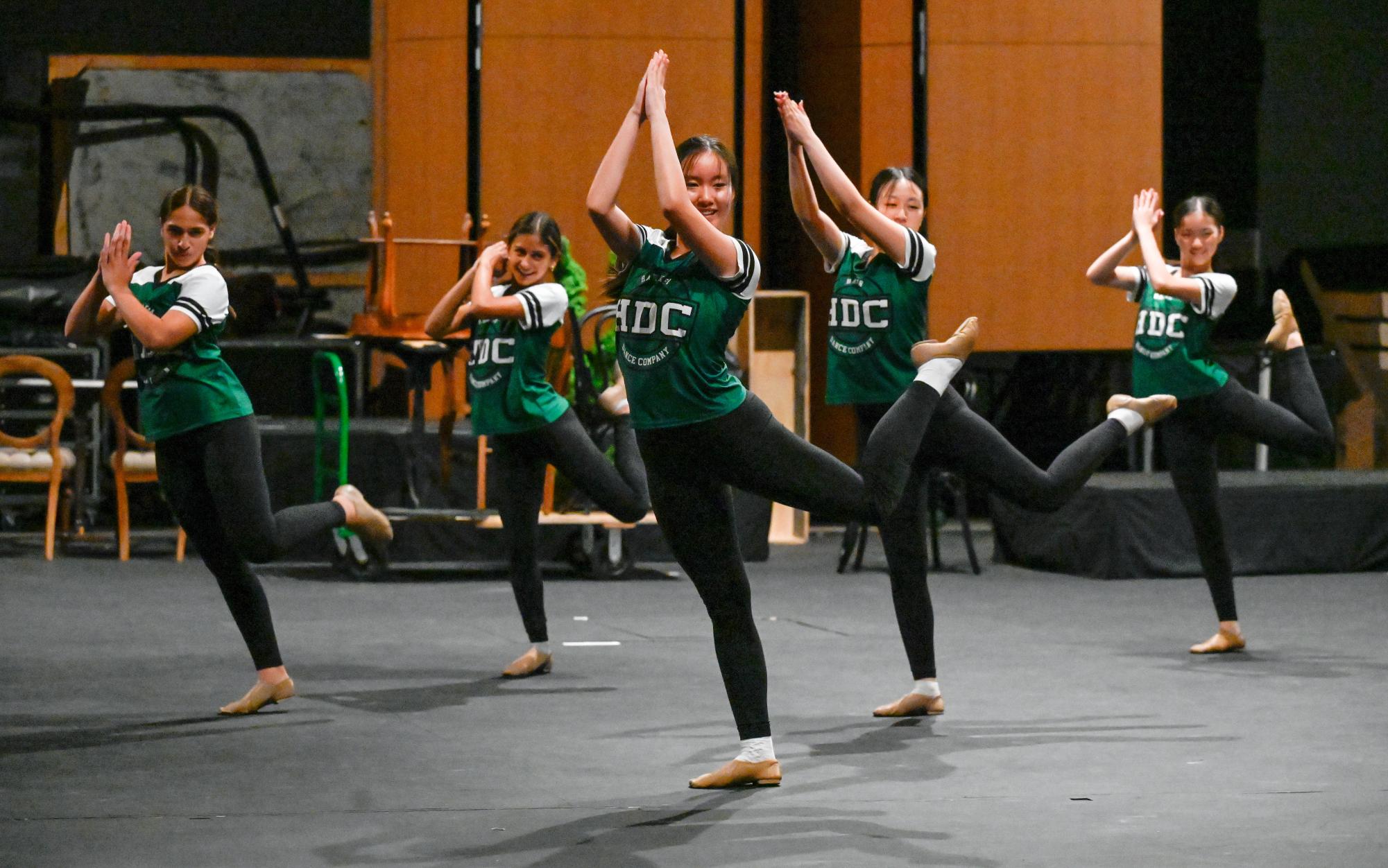 HDC members perform a jazz choreography to "See Me Now" onstage in the Patil Theater.  Both teams showcased the routines they learned during the closing performance on Friday.