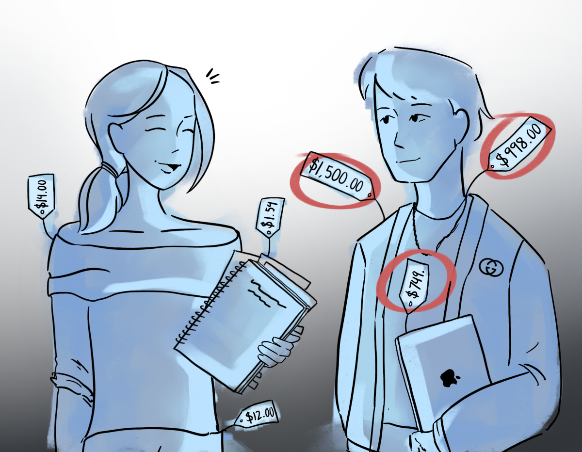 About 10% of students at the Upper School recieve financial aid, but the school's policy prohibits students and families from discussing the amount or terms of their awards. While administrators emphasize privacy and fairness, some argue the policy silences conversations about socioeconomic diversity. (Illustration by Emma Li)