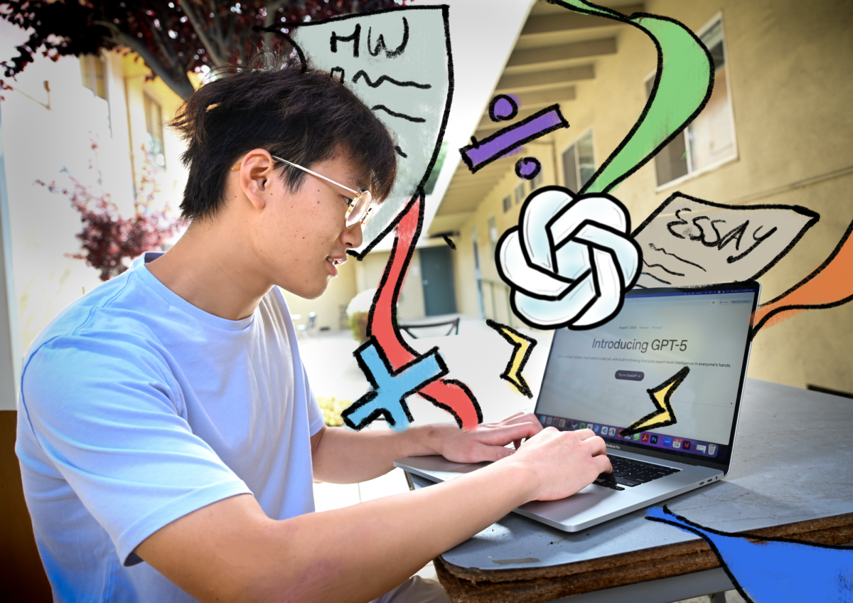 OpenAI’s latest flagship model was expected to offer a major break-
through, though the model’s rollout was messy and performance improvements are largely incremental. (Photoillustration by Ashley Mo and Charlie Wang)
