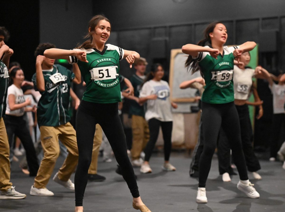 HDC captains juniors Aurelia Spura and Hannah Jiang perform a part of the audition dance. In the routine, they made sure to include many different techniques and styles for dancers to showcase their strengths.