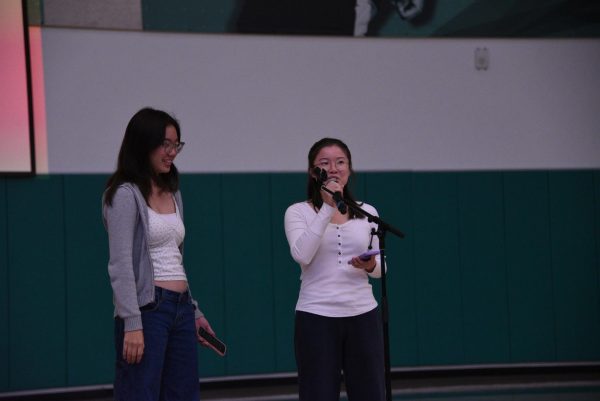 MUN presidents Victoria Ma (12) and Sophia Ou (12) welcome new and returning members to attend the MUN Kickoff. The kickoff will take place on Sept. 20 and will include activities to help members build collaboration and public speaking skills.