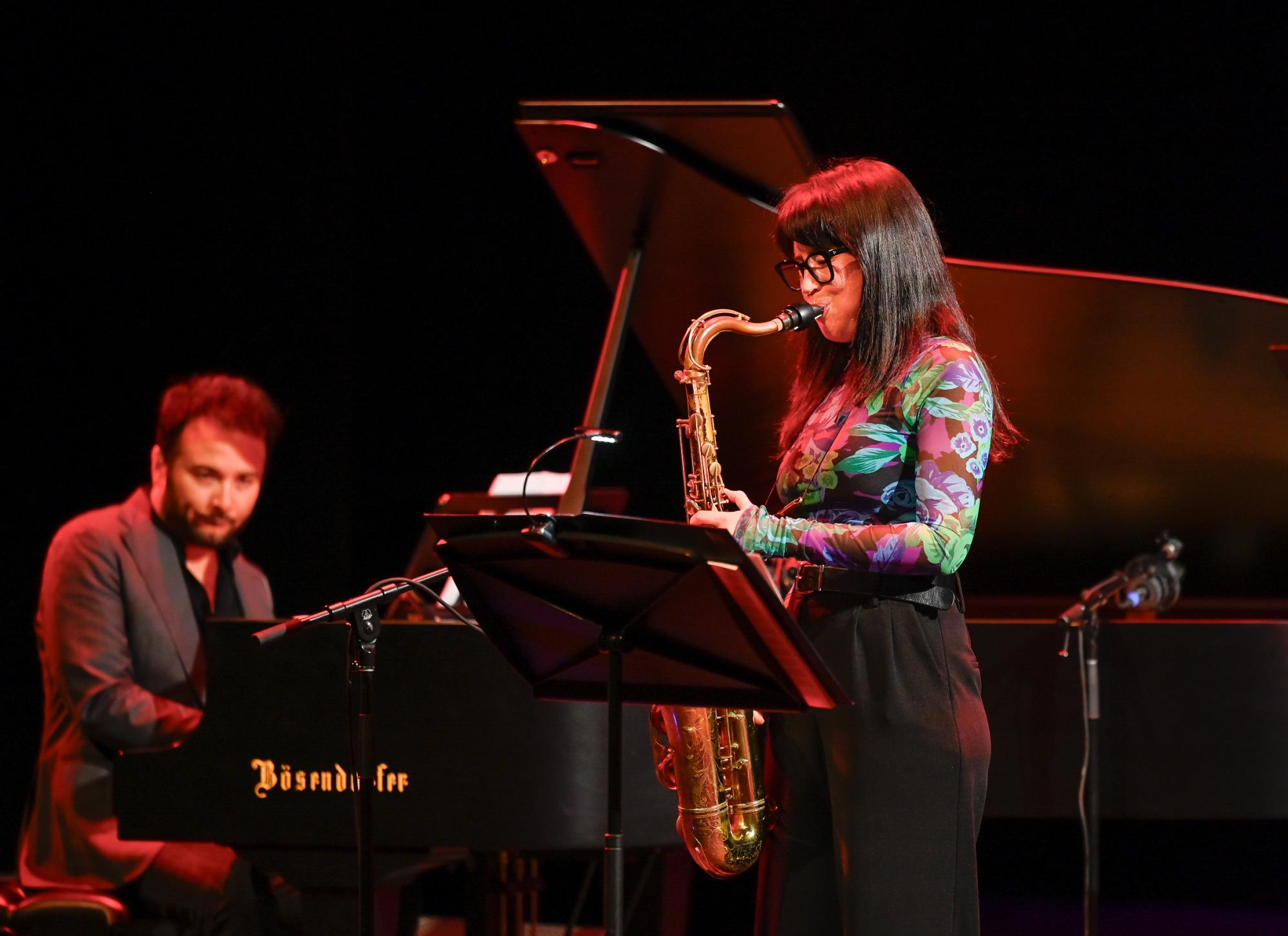 Saxophonist Kirsten Edkins showcases her expertise during the song "Angelica." Each musician shined during this song with solo moments.