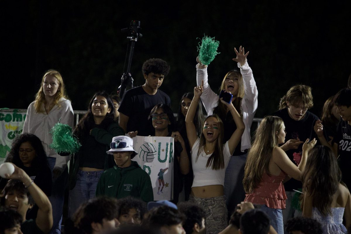 Students cheer after the Eagles' victory.