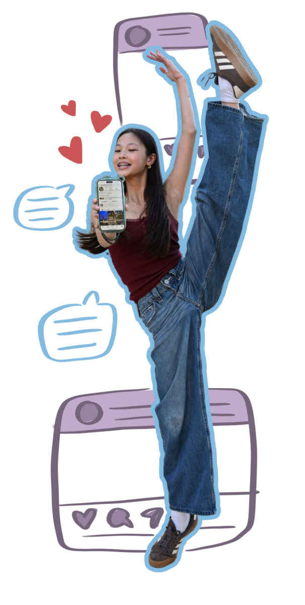 Frosh Faye Gu does a tilt, a dance move she shows off on social media. Faye has partnered with brands like AK Dancewear, encouraging her to post more frequently.