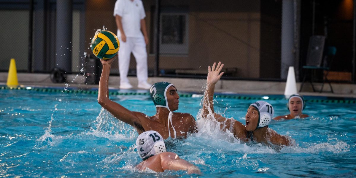 Point and set D Aman Chandra (12) hurls a shot from deep, skipping it into the bottom right corner for a 14-5 lead halfway through the third quarter. In addition to this goal, Aman racked up several steals by disrupting Palo Alto's offense in the set.