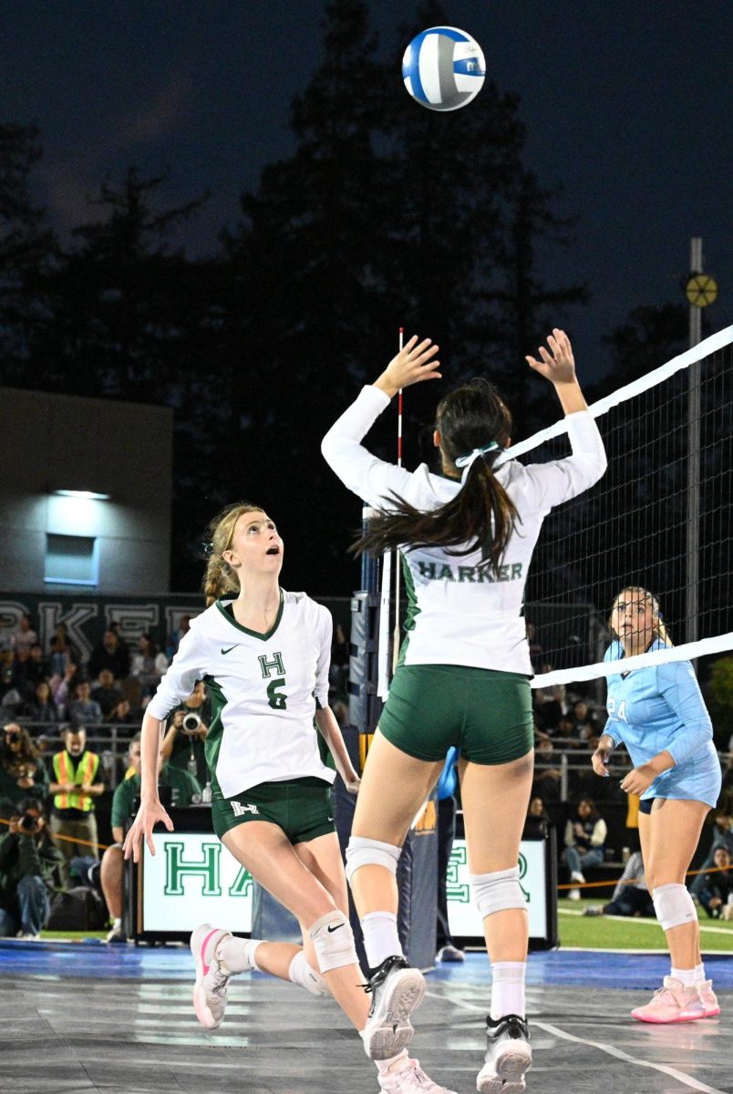 Middle blocker Eden Kelly (12) prepares to hit the ball. 