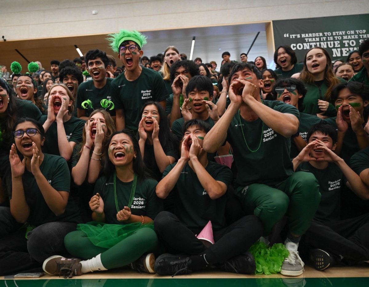 Members of the Class of 2026 shout at the top of their lungs during the scream-off. The seniors took first place, achieving 124.4 decibels.