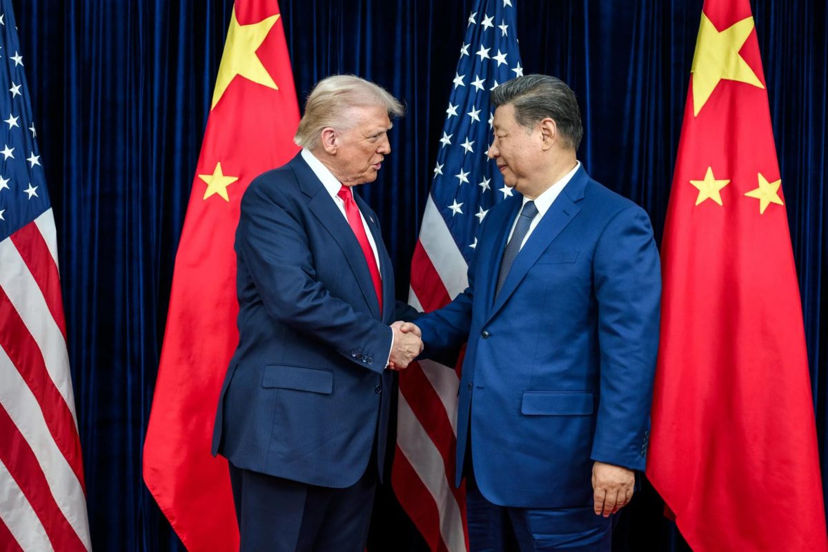 U.S. President Donald Trump shakes hands with Chinese leader Xi Jinping at their Oct. 30 summit. They reached a deal to lower U.S. tariffs by 10% and ease China's rare-earth export restrictions. (Source: whitehouse.gov)