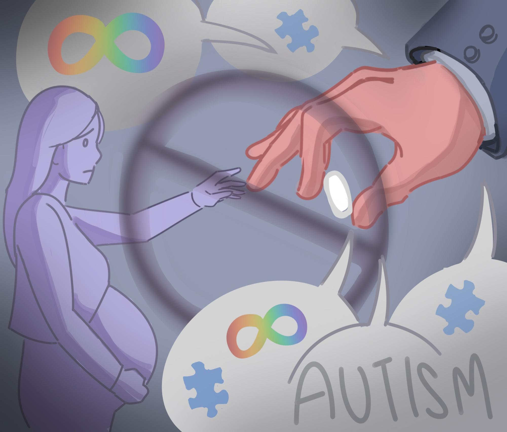 During a press conference on September 21, President Donald J. Trump made multiple connections between acetaminophen and its relation to autism without citing evidence. Medical experts say that his comments could harm pregnant mothers by preventing them from taking medication when needed and exacerbating the guilt they could feel for taking it. (Illustration by Emma Li)