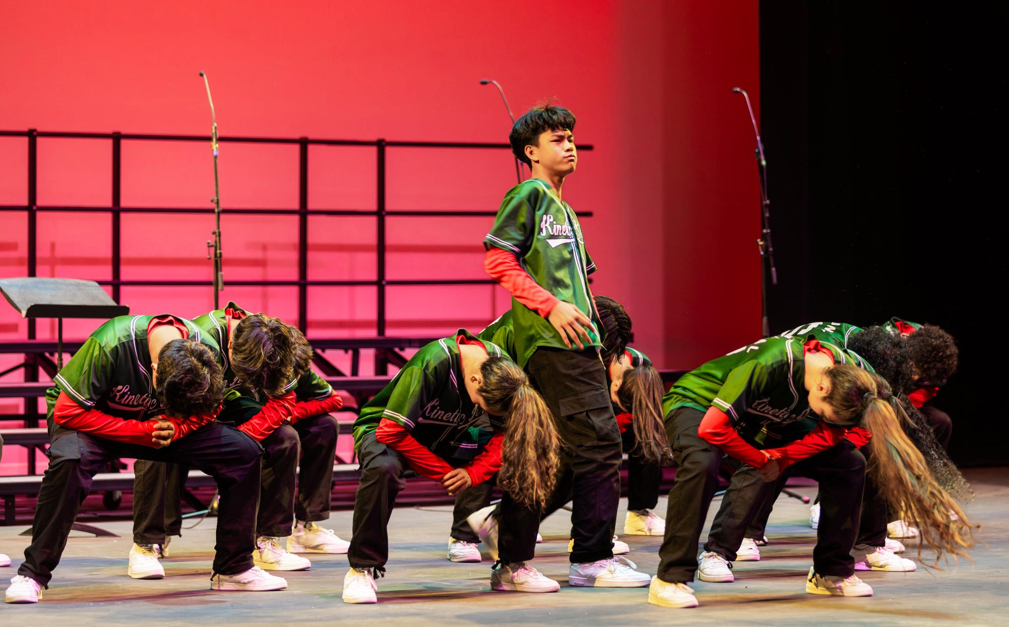 Sophomore Kayvion Cruz dances to a remix of “Start a Riot” and “All I Want For Christmas Is You." Kinetic Krew's routine featured breakdancing elements like a body roll and a baby freeze.