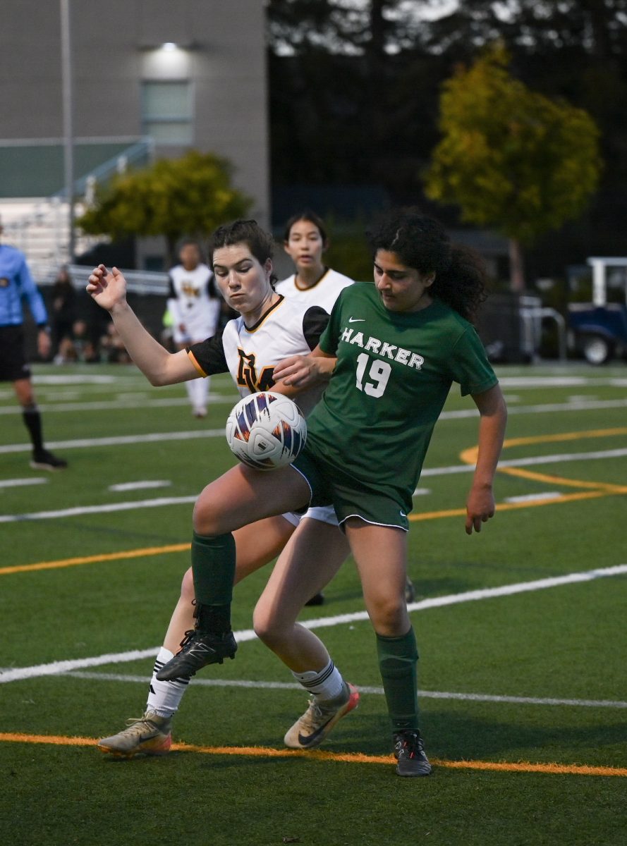 Offensive midfielder Ava Zarkesh receives a ball off of a throw-in. Ava fought for the ball throughout the second half of the game, navigating through Del Mar defense and passing ahead to winger Srishti Dhawan (11).