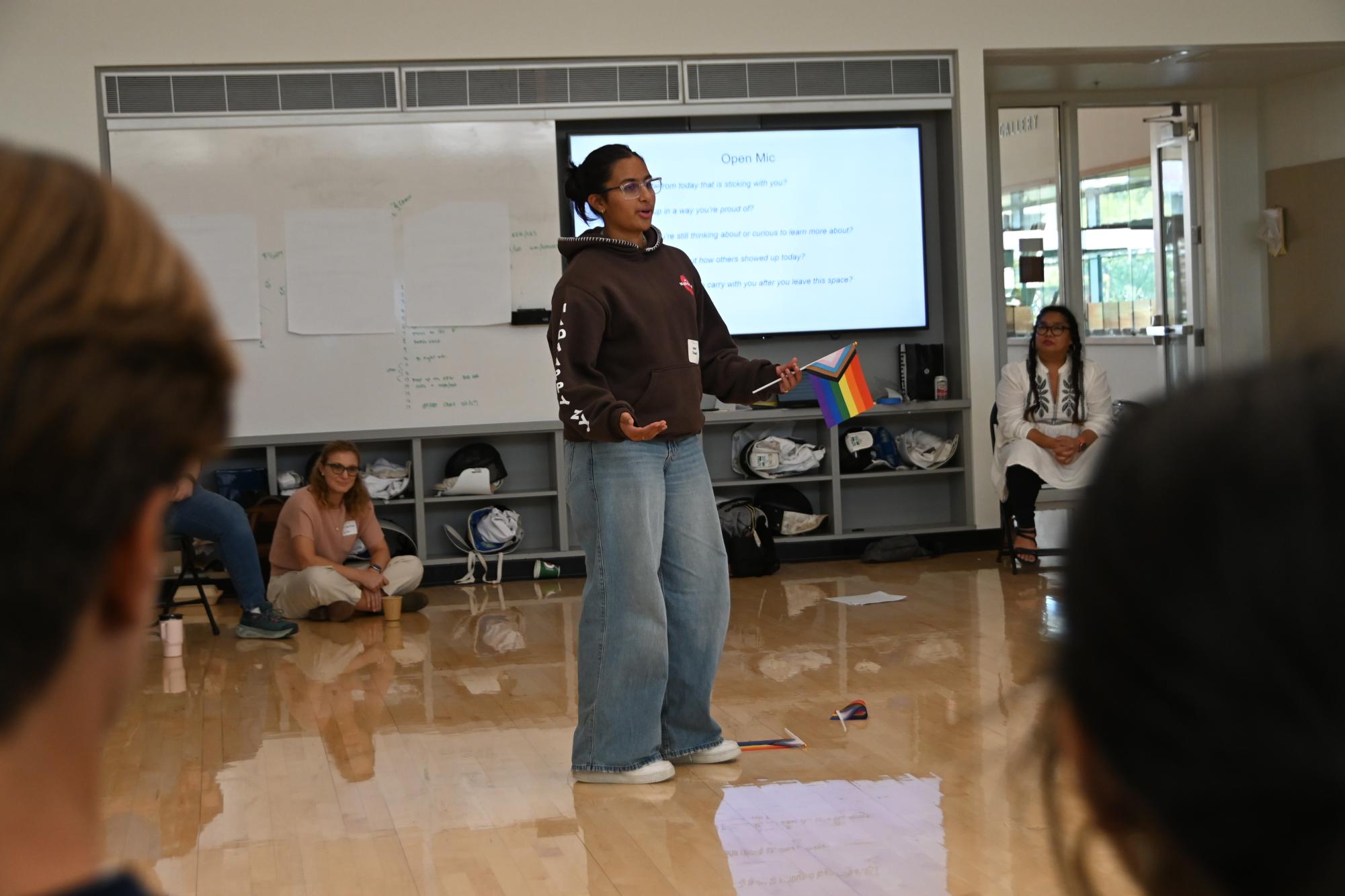 Sophomore Janvi Trivedi shares her key takeaways at the end of the Day of Understanding. Students had the opportunity to voice comments and questions at the end of the event.