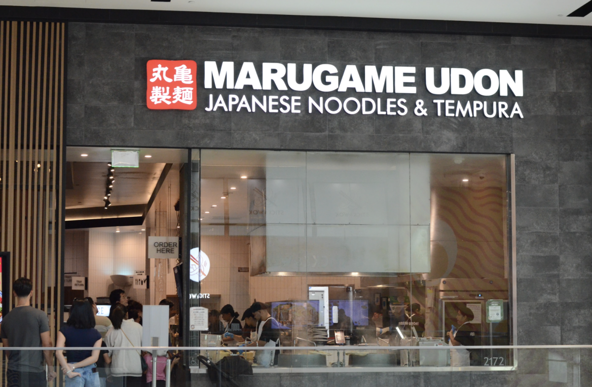 A line of people wait at Valley Fair's Marugame Udon. The restaurant's efficient food service makes it stand out from other similar spots.
