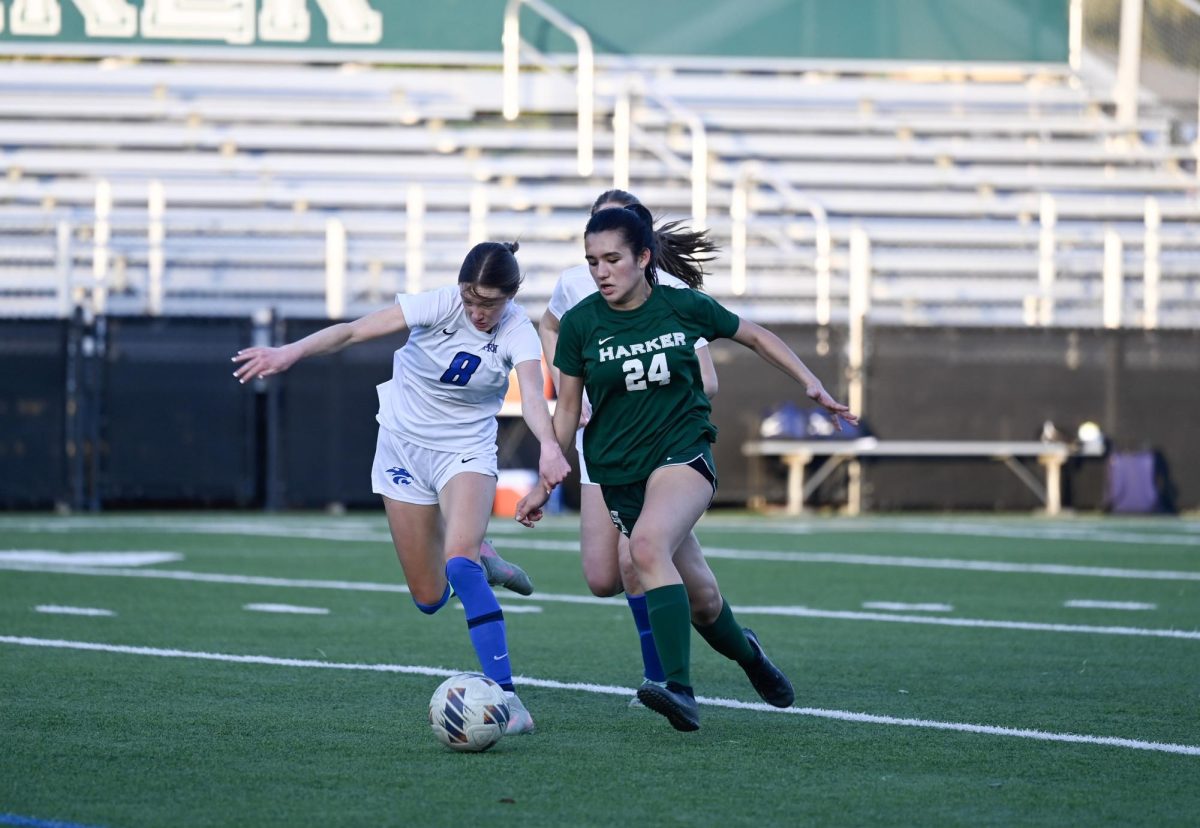 Midfielder MacEnzie Blue (12) fights for the ball. She scored two header goals in the game at 3-0 and 8-0.