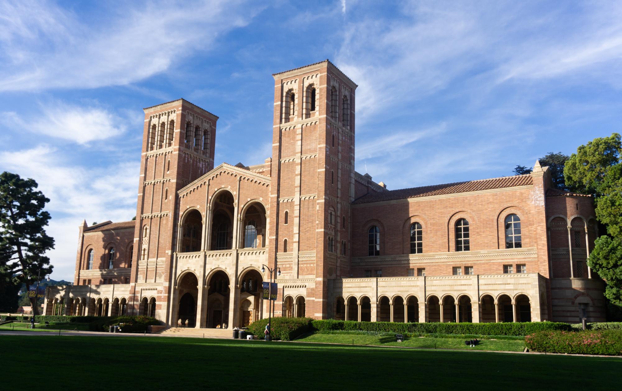 Royce Hall stands in the center of UCLA. One of the four original buildings of the campus, it has come to be a defining image for the school.