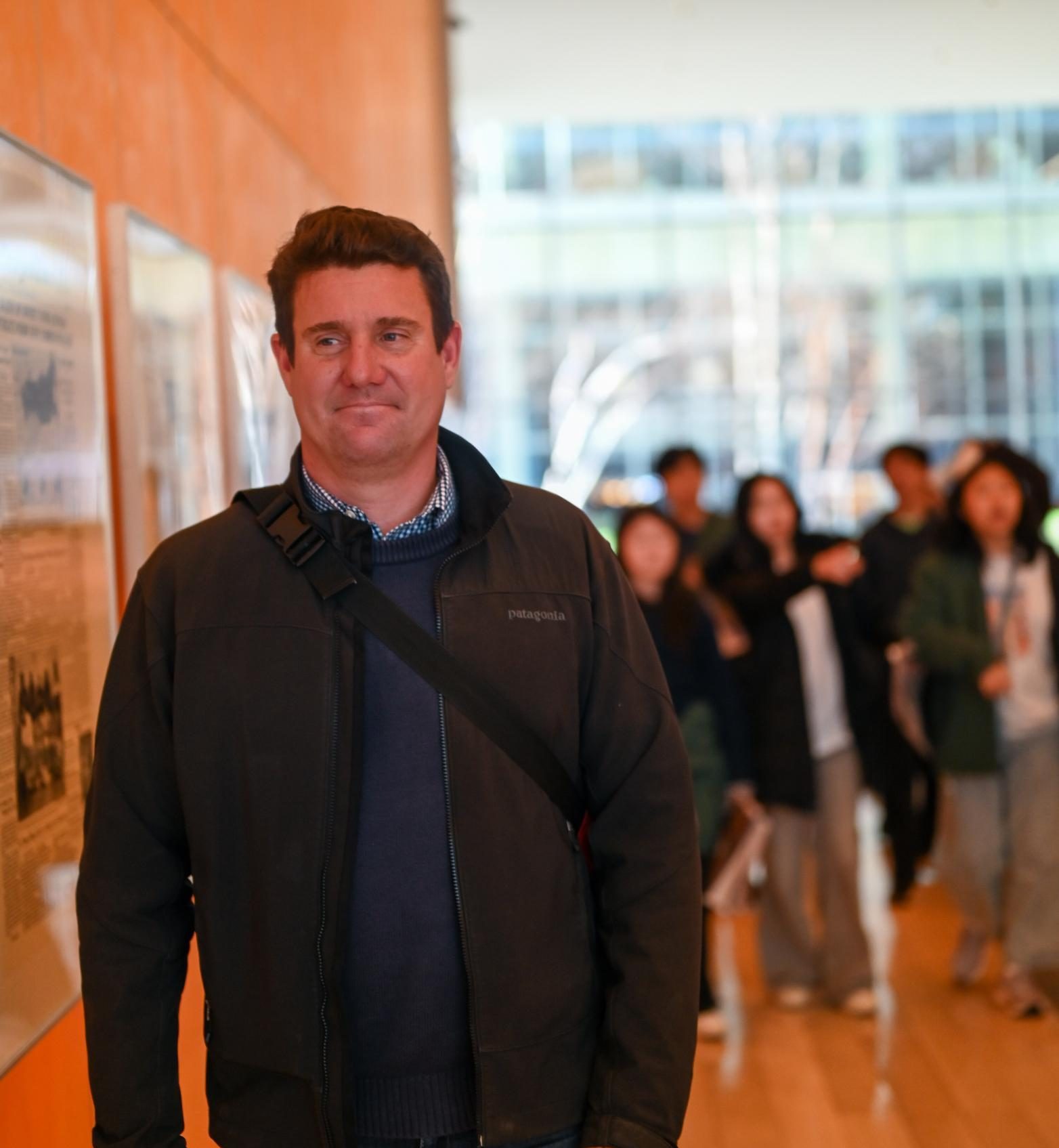 Stephen Baxter poses in the lobby of the New York Times building in New York City. Baxter brings over 15 years of reporting experience to his current position as a journalism teacher and the yearbook advisor. 