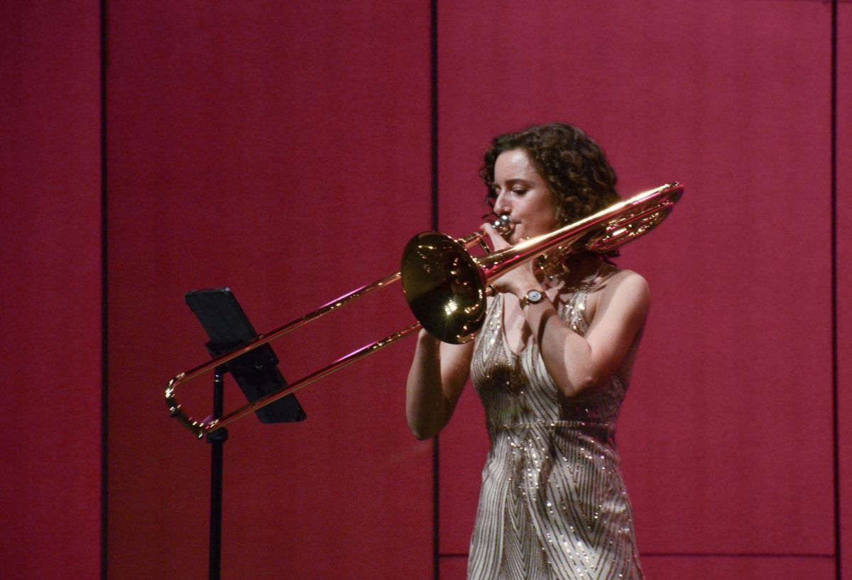 Trombone player Lauren Casey-Clyde performs a movement. All members of the quintet showcased their technique and artistry during the concert.