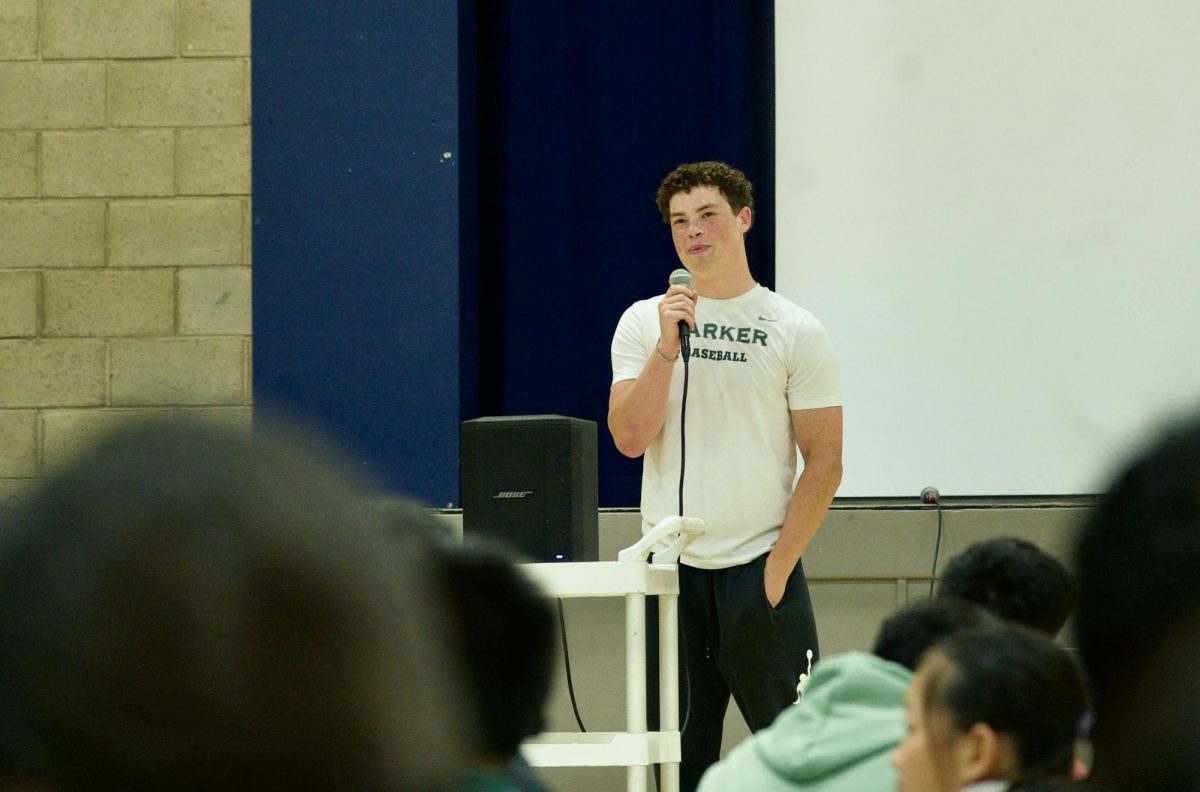 Senior Jackson Powell shares a sentimental story about his Eagle Buddy group. Jackson and senior Leana Zhou were the two representatives from the class of 2026 who were selected to give speeches.